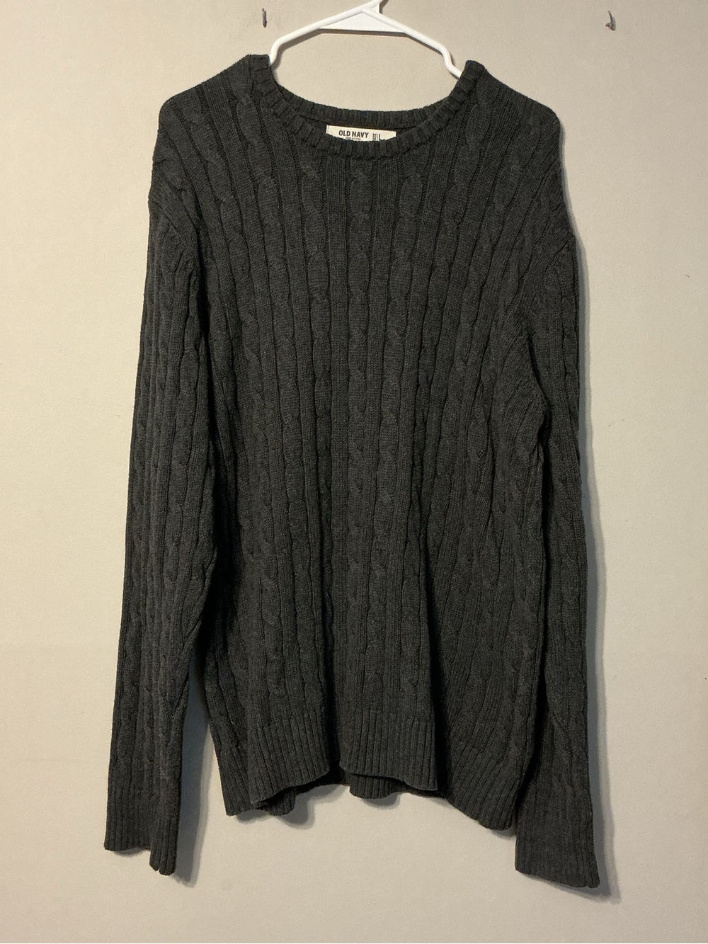 Old Navy Men's Dark Gray Cable Crewneck Sweater